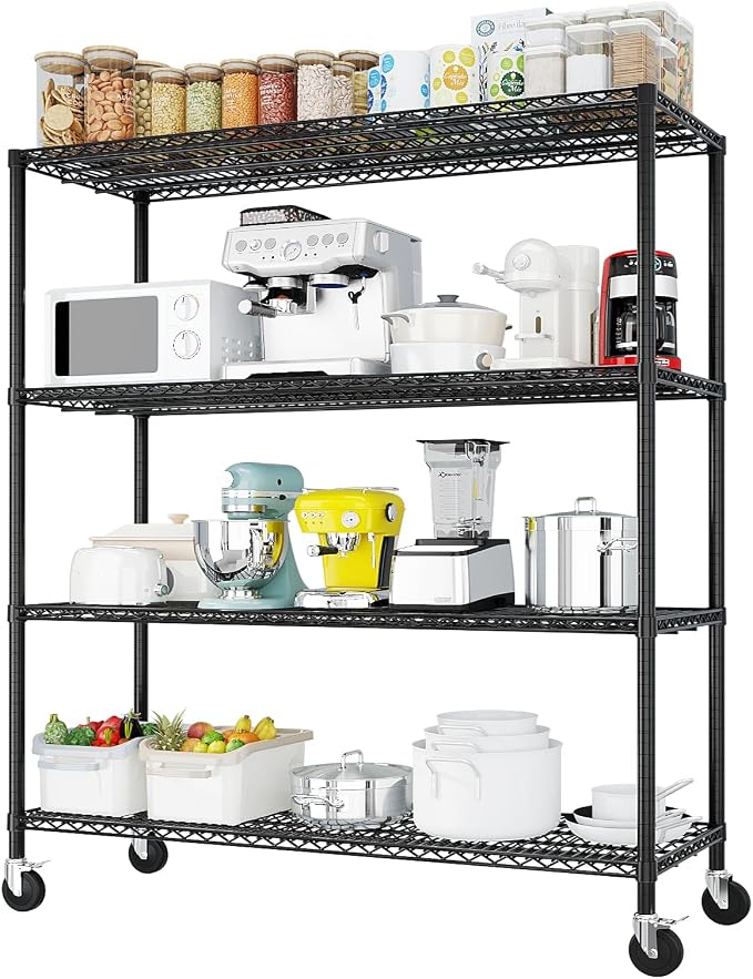 4 Tier Storage Racks Shelving, Heavy Steel Pantry Shelves, Adjustable Wire - Image 9