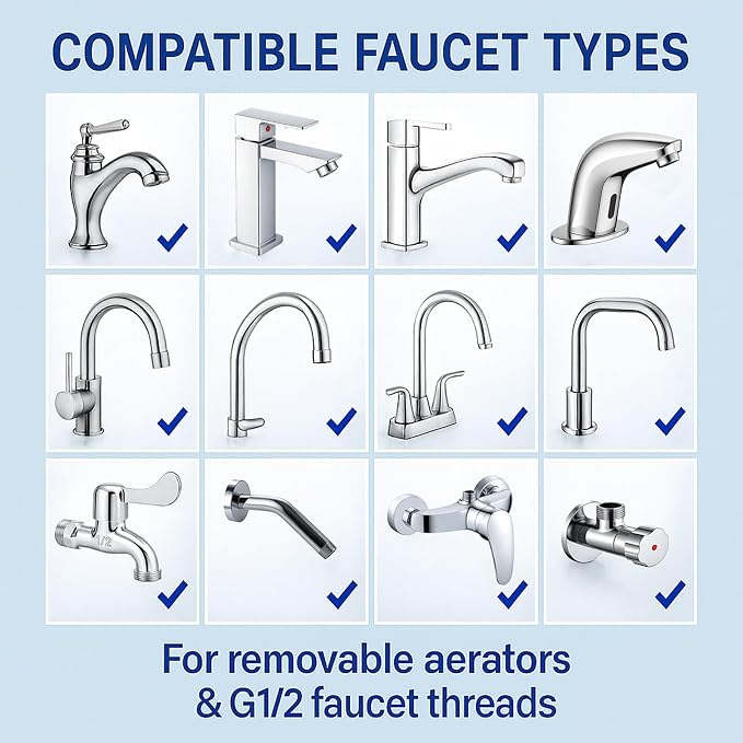 Shower Hose Adapter and Faucet Adapter Kit, Brass G1/2" Female, 55/64"-27 Female - Image 6