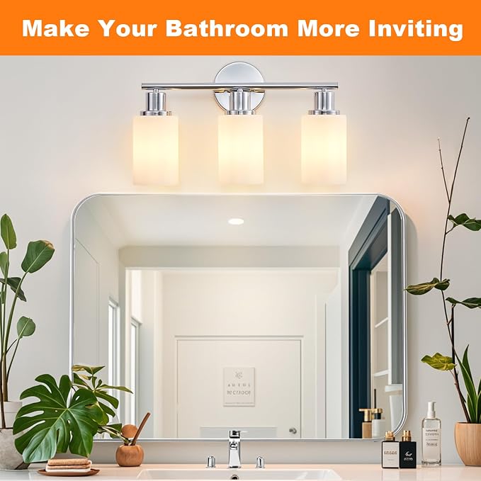 DLLT 3-Light Bathroom Light Fixtures: Chrome Modern Vanity Lights - Image 2