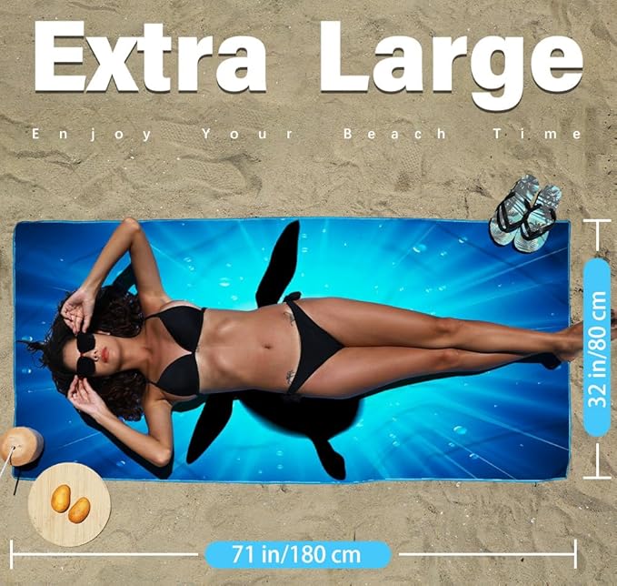 Lightweight Thin Microfiber Beach Towel Sand Free Quick Dry Absorbent Compact - Image 2