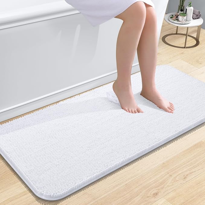 OLANLY Bathroom Rugs 47x20, Extra Soft Absorbent Chenille Bath Rugs, Rubber by OLANLY