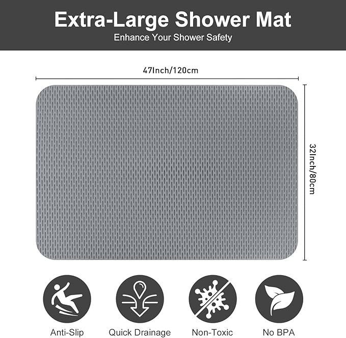 Extra Large Shower Mat: 47"x32" Non Slip Shower Mats - Image 2