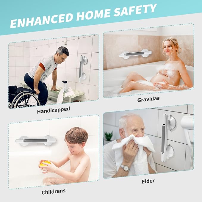 2 Pack Shower Handle, Heavy Duty Suction Cup Grab Bars Handle - Image 7