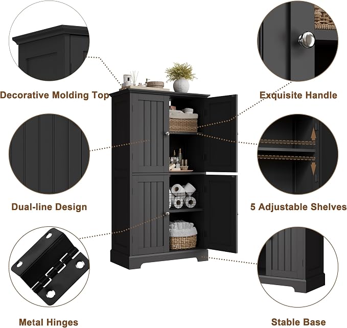 ChooChoo Bathroom Floor Cabinet, Modern Bathroom Storage Cabinet - Image 4