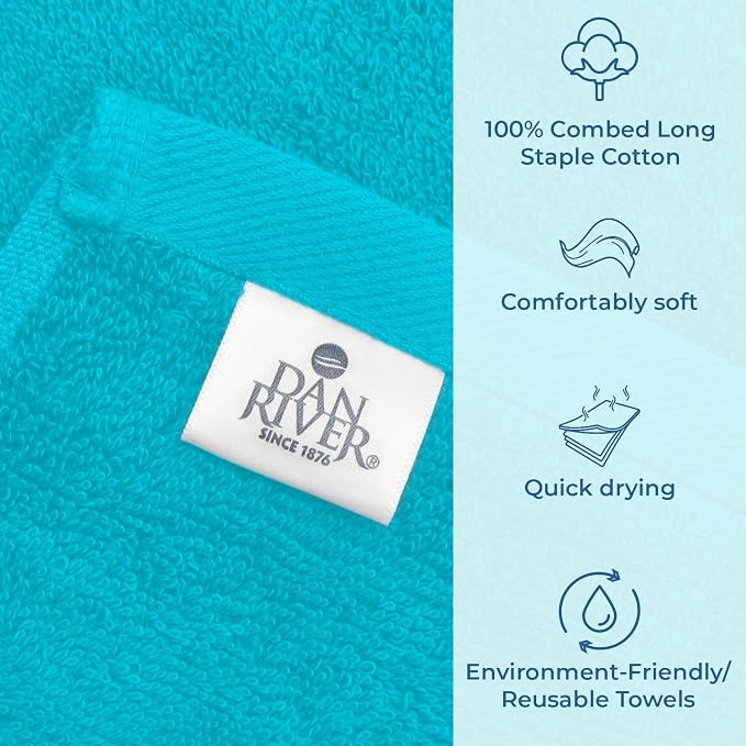 DAN RIVER Bath Towels Set of 4, 27 x 54 Inches, 100% Cotton, Larger & Lighter - Image 4