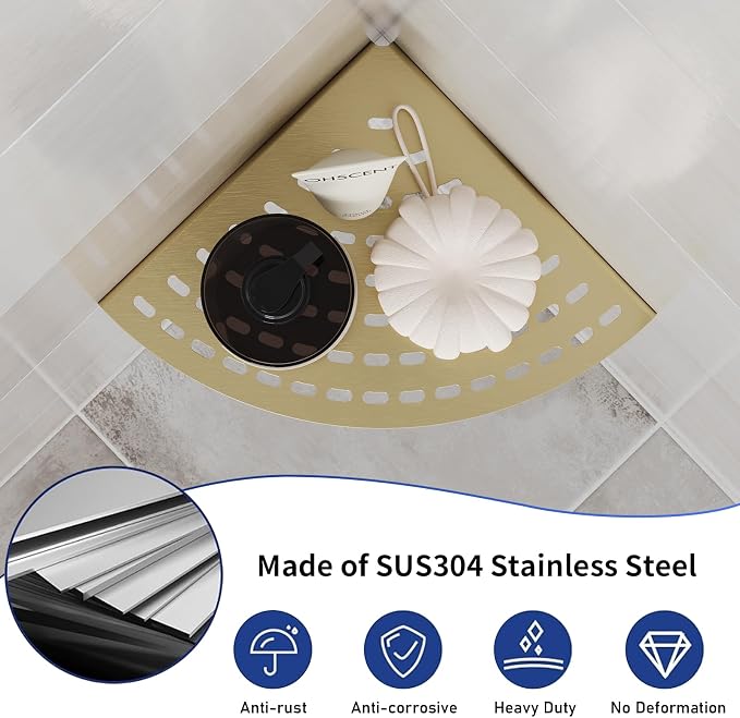 2 Pack Corner Shower Shelves 304 Stainless Steel Shower Corner Shelf Brushed - Image 5