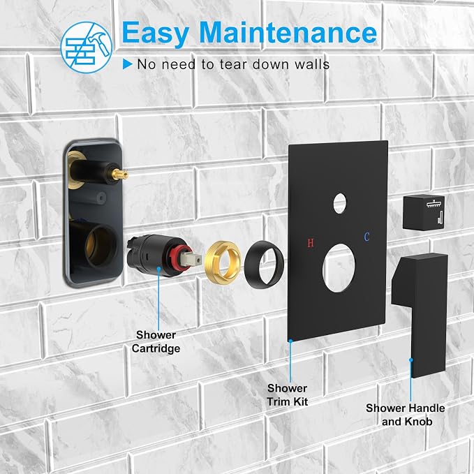 EMBATHER Shower System, High Pressure Wall Mounted Shower Faucet Set Complete - Image 5
