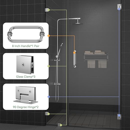 Shower Door Hardware Kit 304 Stainless Steel - Image 5