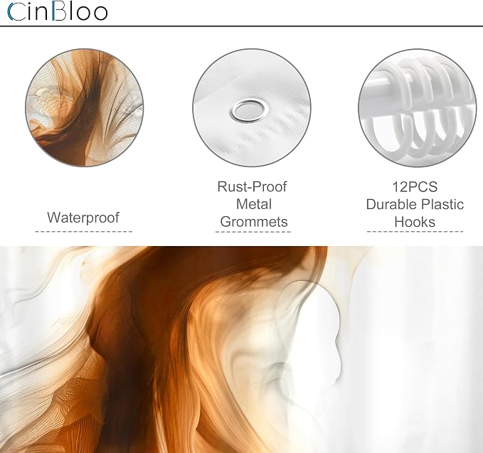 Cinbloo Burnt Orange 60Wx72H Shower Curtain Abstract Bathroom Decor - Image 6