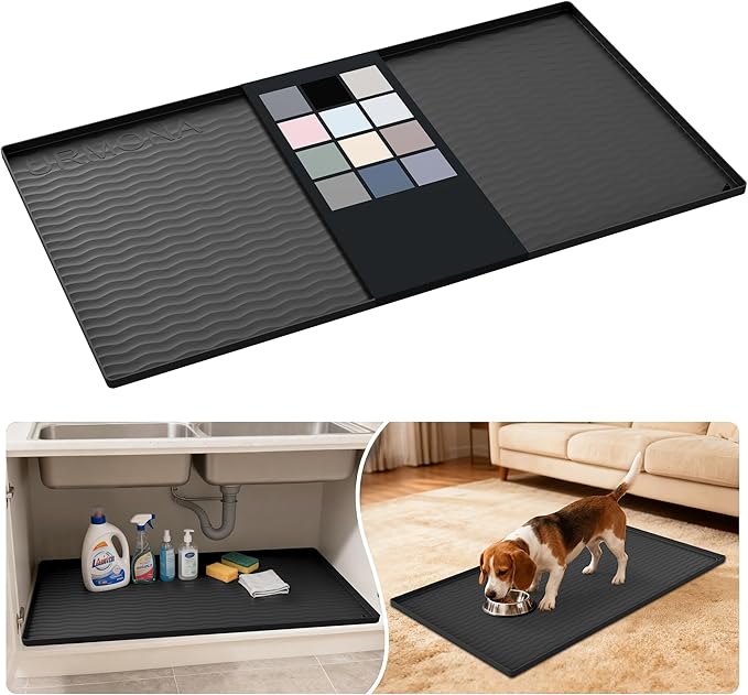 URMONA Waterproof Silicone Under Sink Mat 40'' x 22'' Shelf Liner by URMONA