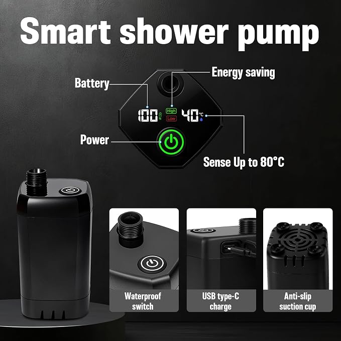 Portable Camping Shower, 6000mAh Rechargeable Shower Pump, Large Capacity - Image 3