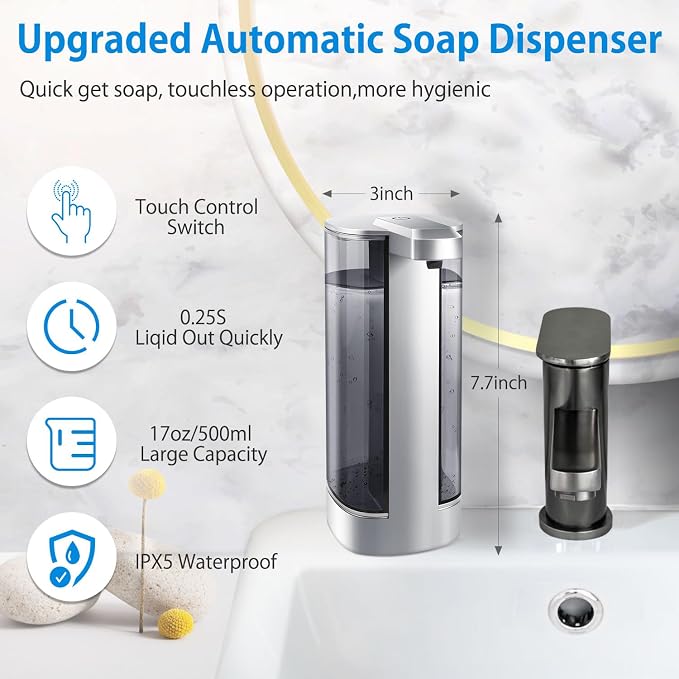 Automatic Liquid Soap Dispenser, Rechargeable, 17oz/500ml - Image 2