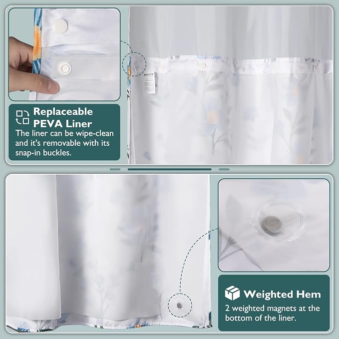 Lagute SnapHook Floral Shower Curtain - Image 5