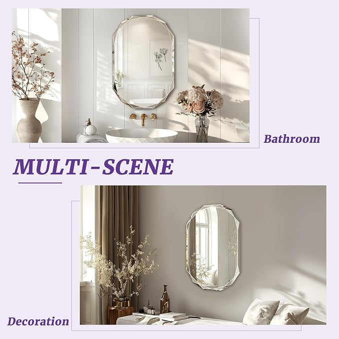 Bathroom Mirror for Wall, Bathroom Vanity Mirror, Beveled Edge Frameless Wall - Image 7