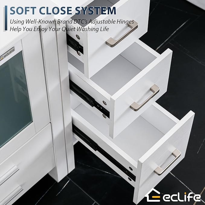 eclife 84" Modern Bathroom Vanity Sink Combo Freestanding Cabinet - Image 3