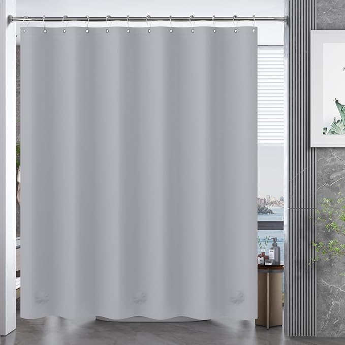 AmazerBath Grey Shower Curtain Plastic, Thick PEVA Shower Curtain Grey - Image 7