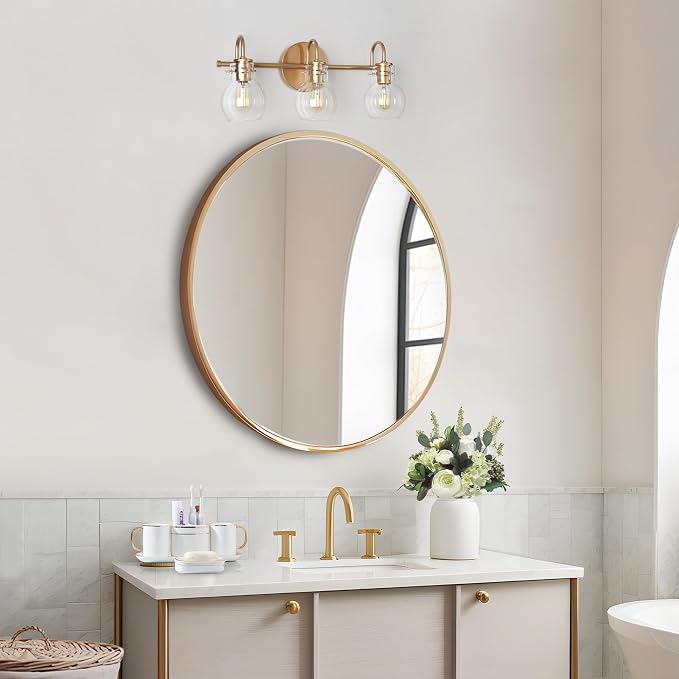 KSANA 3-Light Gold Bathroom Light Fixtures Over Mirror - Image 5