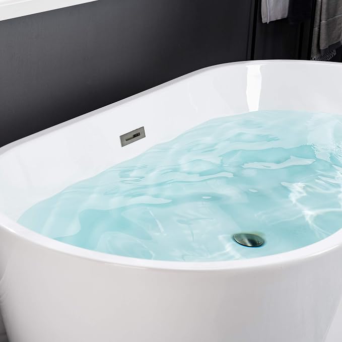 WOODBRIDGE 59" Acrylic Freestanding Bathtub Contemporary Soaking White Tub - Image 12