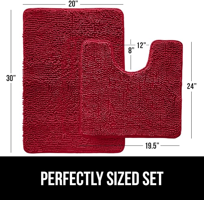 GORILLA GRIP Bathroom Rug Sets, Soft Chenille 2 Piece Area Rugs Set, Toilet - Image 2