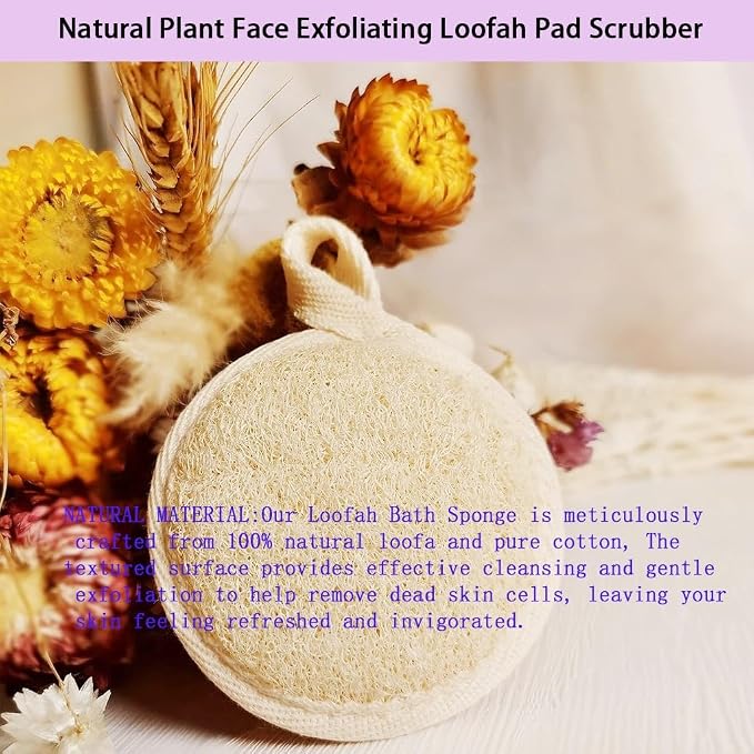 Natural Loofah Exfoliating Face Scrubber, Shower loofah Facial Scrubber - Image 5