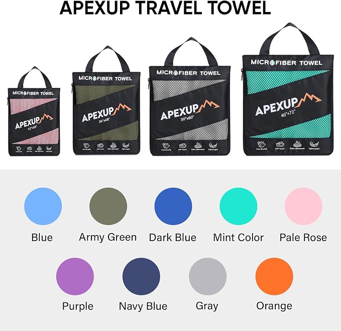APEXUP Microfiber Travel Towel, Ultra Absorbent Quick Dry Towels, Lightweight - Image 6