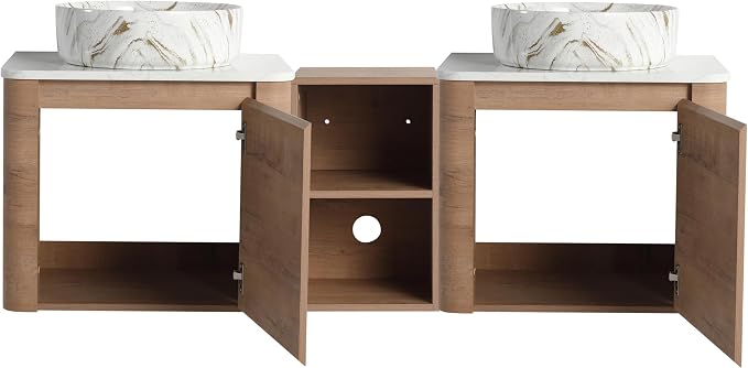 Malwee 60" Floating Bathroom Vanity - Image 8