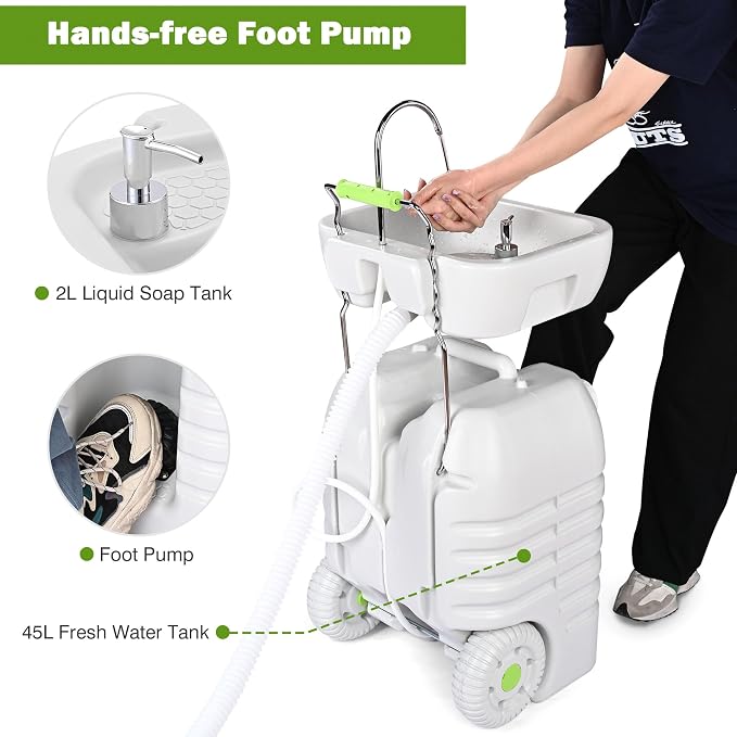 Yescom 45L Portable Sink Hand Wash Station - Image 4