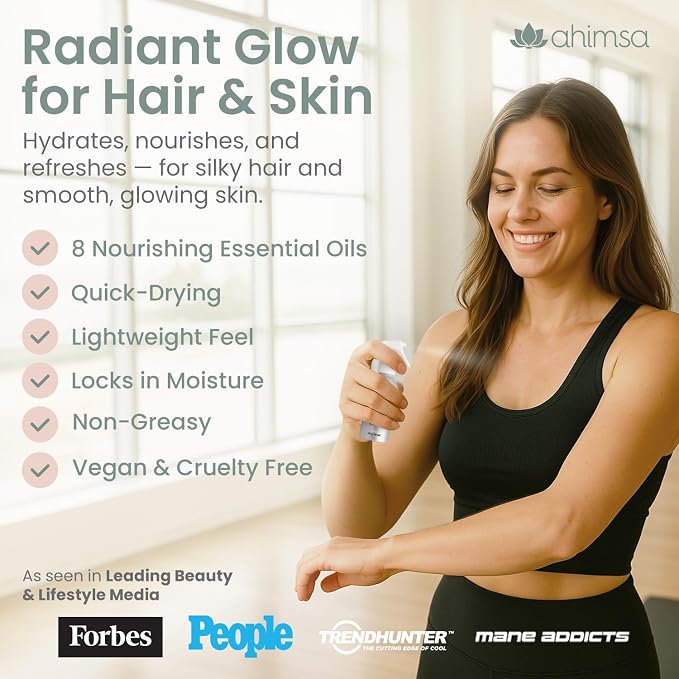 Ahimsa Hair and Body Mist Glow Spray, Fast-Drying Non-Greasy Dry Oil Hair - Image 2