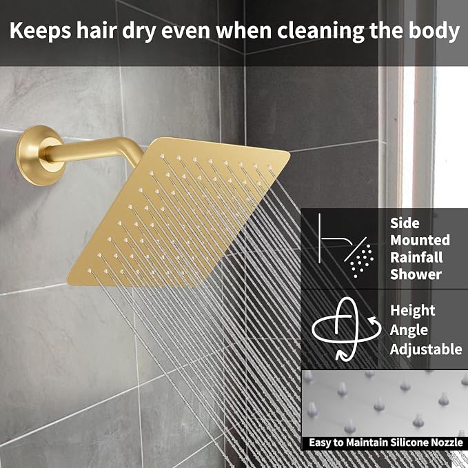 Brushed Gold Shower System Set Temperature Display Push Button Shower Faucet - Image 3