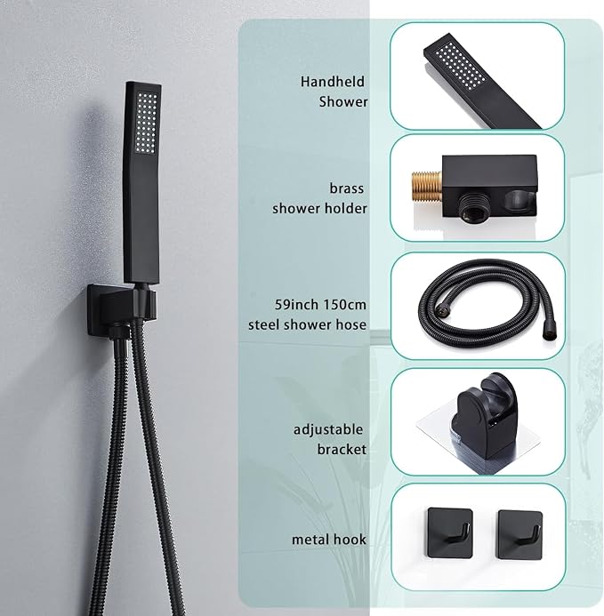 12 Inch Shower Faucet Set, Ceiling Mounted Rainfall Shower System - Image 6