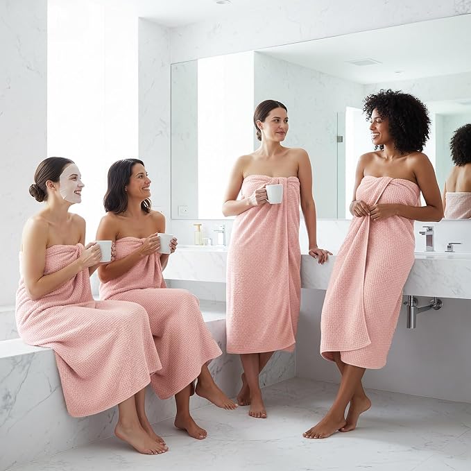REDKISS 4 Pack Pink Bath Towels, 35 x 70 in Extra Large Coral Fleece Bath Towel - Image 3