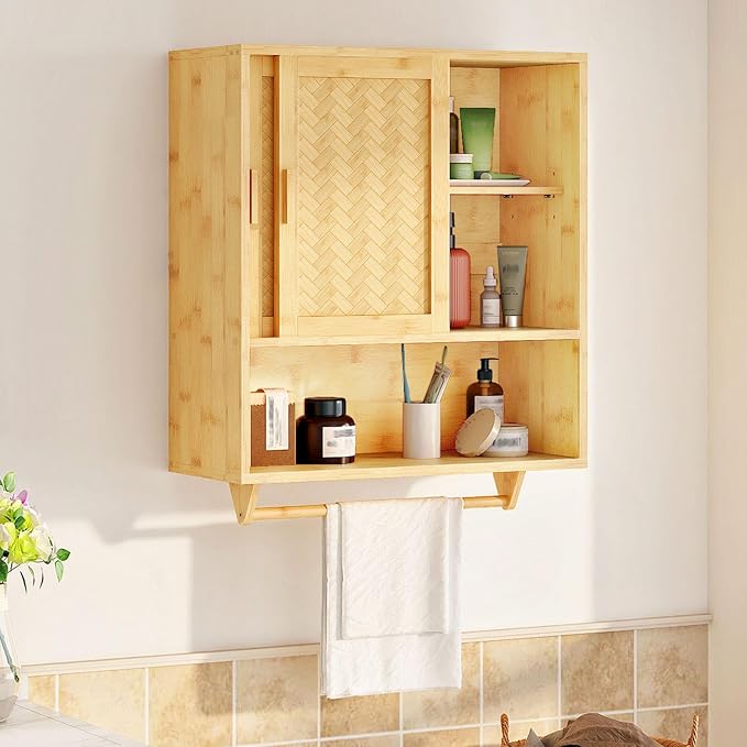 HOOBRO Bathroom Cabinet Wall Mounted, Bamboo Medicine Cabinet by HOOBRO