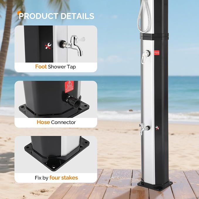VINGLI Solar Heated Shower, 2-Section - Image 4