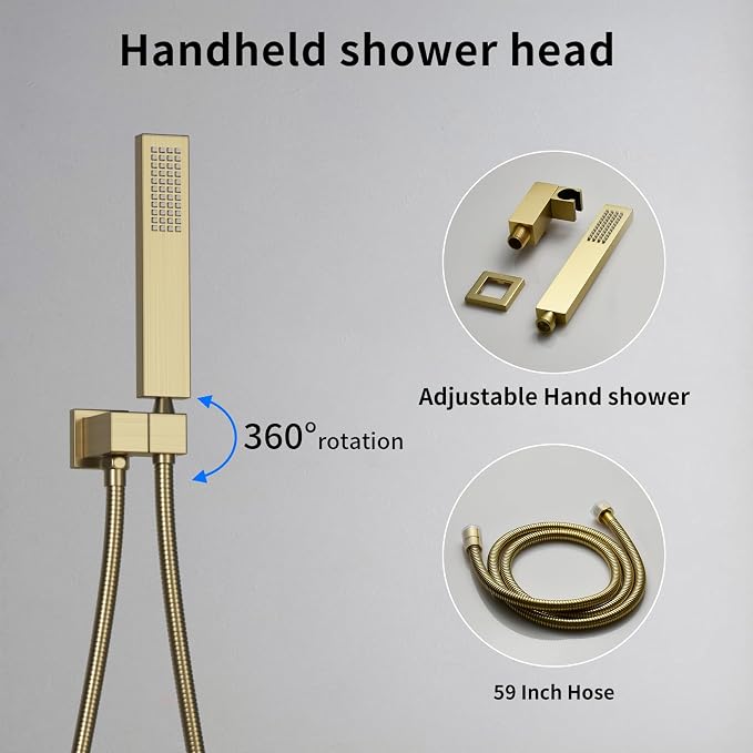 Bathroom Rainfall Shower System Wall Mount 8 Inch Shower Head - Image 5