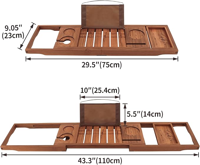 VaeFae Premium Teak Bathtub Tray, Expandable Wooden Bath Tray - Image 3
