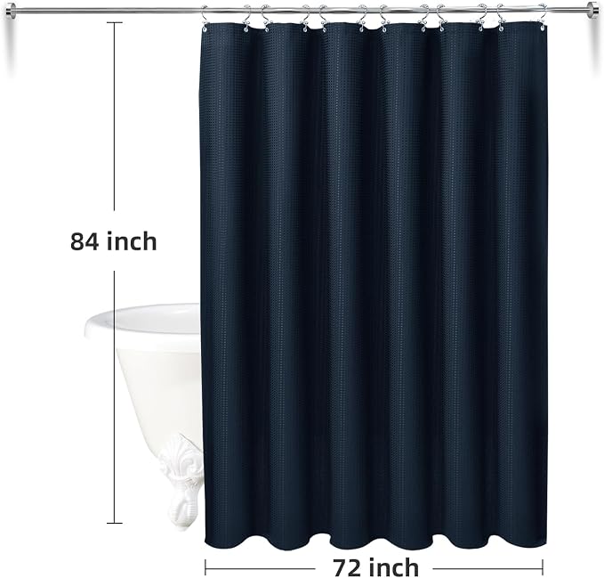 LaCyan 3 in 1 Waterproof Waffle Weave Shower Curtain and Clear Liner Set - Image 6