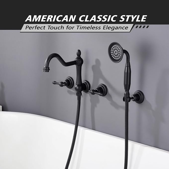 SUMERAIN Matte Black Wall Mounted Bathtub Faucet - Image 2