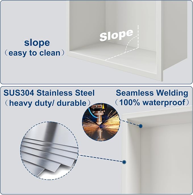 Neodrain 36X12 Inch Recessed Shower Niche, Bathroom Storage Organizer in Wall - Image 7
