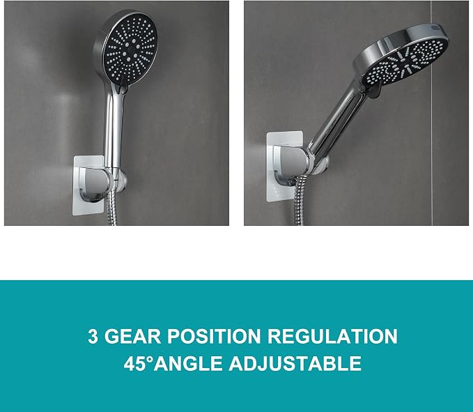 Shower Head Holder Strong Adhesive No Drilling Wall Mount Adjustable Handheld - Image 5