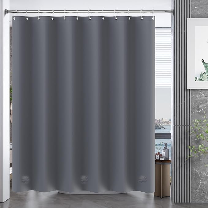 AmazerBath Dark Grey Shower Curtain Plastic, PEVA Shower Curtain Heavy Duty - Image 7