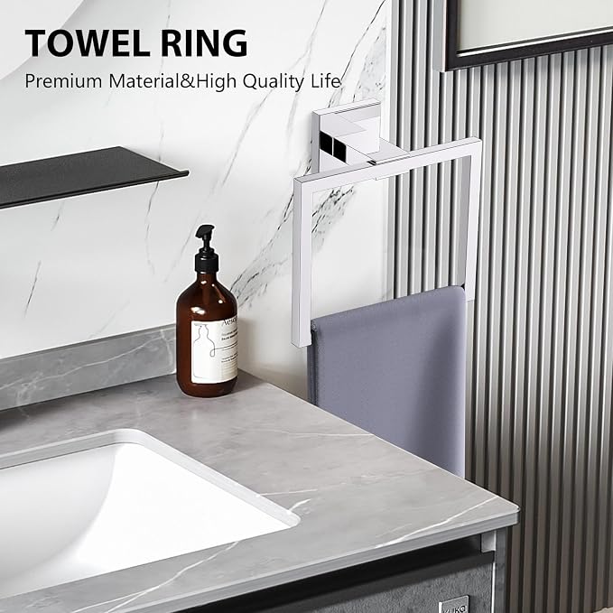 YACVCL 5-Piece Bathroom Hardware Accessories Set 23.6 inch Towel Bar Set Modern - Image 3