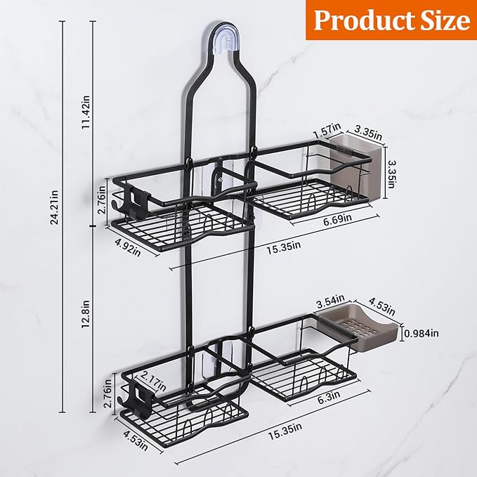 Shower Caddy Hanging Shower Head, Rustproof Hanging Shower Caddy Over - Image 7