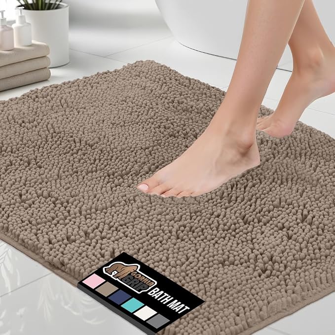 GORILLA GRIP Bath Rug Mat 44x26, Thick Absorbent Chenille, Quick Dry Microfiber by GorillaGrip