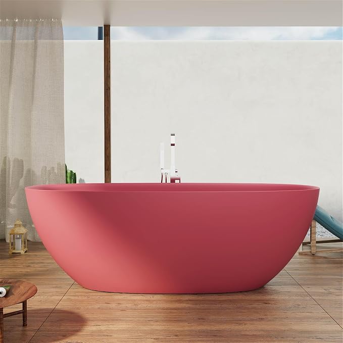 GIVINGTREE 65'' Freestanding Solid Surface Resin Stone Bathtub, Contemporary by GIVINGTREE