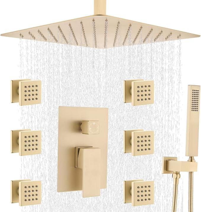 Rain Shower System, 16 Inch Ceiling Mounted Shower Faucet, Shower Combo Set - Image 9