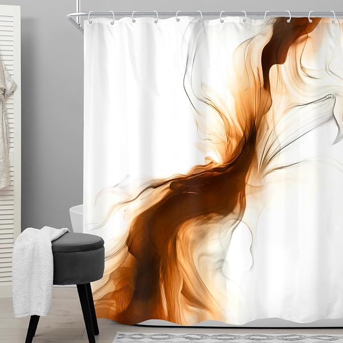 Cinbloo Burnt Orange 60Wx72H Shower Curtain Abstract Bathroom Decor - Image 2