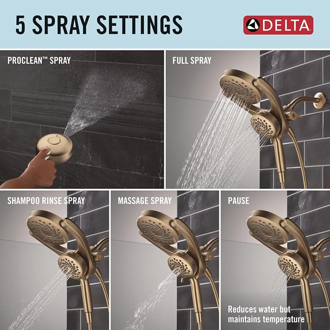 Delta 5-Setting HydroRain 2-in-1 Dual Shower Head - Image 4