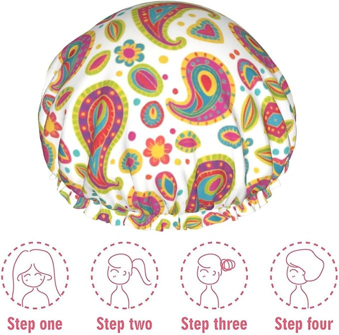 Women Girl Double Waterproof Layers Shower Cap EVA Bath Cap - Image 7