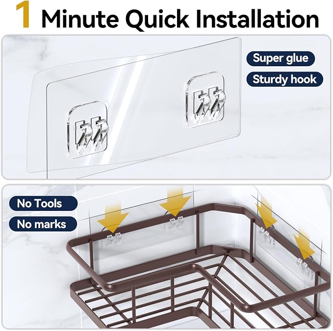 YASONIC Shower Caddy Corner, No Drilling Shower Organizer Corner - Image 5