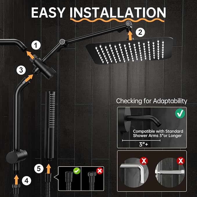 Veken 10" Luxurious All Metal Rain Shower Head - Image 7